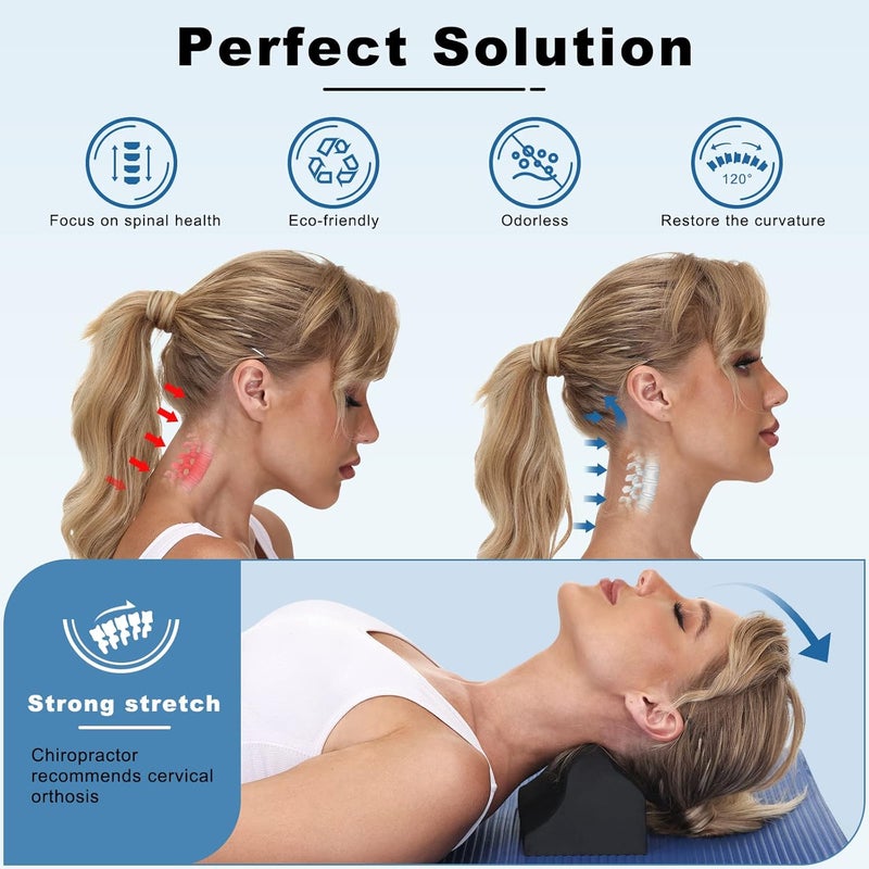 WANYIDA Neck Stretcher Chiropractic Pillows for Neck Pain Relief, Cervical Traction Device for Cervical Spine Alignment, Neck and Shoulder Relaxer, Cervical Orthotic Traction Block - Image 2
